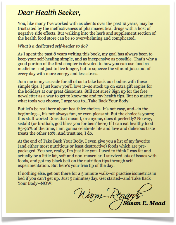 "Dear Health Seeker..." A letter